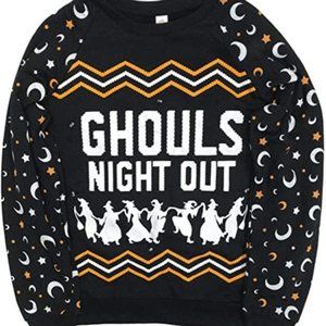 GHOULS NIGHT OUT LIGHT UP WOMEN BLACK PULLOVER NEW